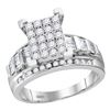 1.5 CTW Diamond Cluster Bridal Engagement Ring 10KT White Gold - REF-104Y9X