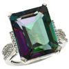 Natural 12.14 ctw Mystic-topaz & Diamond Engagement Ring 10K White Gold - REF-53H2W