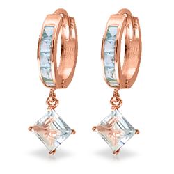 Genuine 4 ctw Aquamarine Earrings Jewelry 14KT Rose Gold - REF-62Y6F