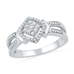 0.25 CTW Diamond Square Cluster Ring 10KT White Gold - REF-30N2F