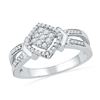 Image 1 : 0.25 CTW Diamond Square Cluster Ring 10KT White Gold - REF-30N2F