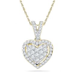 0.19 CTW Diamond Heart Love Pendant 10KT Yellow Gold - REF-12H2M