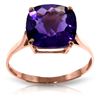 Genuine 3.6 ctw Amethyst Ring Jewelry 14KT Rose Gold - REF-34A7K