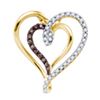 0.24 CTW Cognac-brown Color Diamond Double Heart Love Pendant 10KT Yellow Gold - REF-22W4K