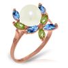 Genuine 2.63 ctw Blue Topaz & Peridot Ring Jewelry 14KT Rose Gold - REF-28H5X