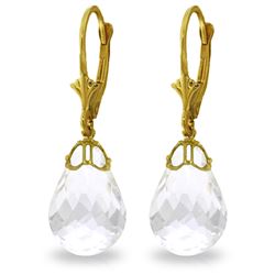 Genuine 14 ctw White Topaz Earrings Jewelry 14KT Yellow Gold - REF-34W3Y