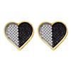 0.25 CTW Black Color Diamond Heart Screwback Earrings 10KT White Gold - REF-19H4M