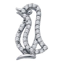 0.16 CTW Diamond Penguin Bird Animal Pendant 10KT White Gold - REF-13M4H