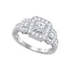 1.5 CTW Princess Diamond 3-stone Bridal Engagement Ring 14KT White Gold - REF-292K5W
