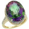 Natural 13.6 ctw Mystic-topaz & Diamond Engagement Ring 14K Yellow Gold - REF-75Y6X