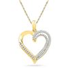 0.25 CTW Diamond Open-center Heart Pendant 10KT Yellow Gold - REF-22F4N