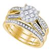 Image 1 : 1 CTW Princess Diamond Soleil Bridal Engagement Ring 14KT Yellow Gold - REF-146W9K