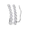 0.50 CTW Diamond Cluster Climber Earrings 10KT White Gold - REF-44Y9X