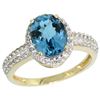 Natural 1.91 ctw London-blue-topaz & Diamond Engagement Ring 14K Yellow Gold - REF-41X7A