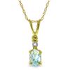Genuine 0.46 ctw Aquamarine & Diamond Necklace Jewelry 14KT Yellow Gold - REF-22F7Z
