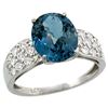 Natural 2.75 ctw london-blue-topaz & Diamond Engagement Ring 14K White Gold - REF-59K2R
