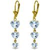Genuine 6 ctw Aquamarine Earrings Jewelry 14KT Yellow Gold - REF-84F2Z