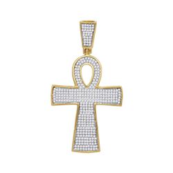 0.71 CTW Mens Diamond Ankh Cross Charm Pendant 10KT Yellow Gold - REF-52M4H