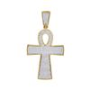 Image 1 : 0.71 CTW Mens Diamond Ankh Cross Charm Pendant 10KT Yellow Gold - REF-52M4H