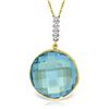 Genuine 23.08 ctw Blue Topaz & Diamond Necklace Jewelry 14KT Yellow Gold - REF-71F8Z