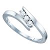 0.15 CTW 3-Stone Diamond Bridal Wedding Engagement Ring 14k White Gold - REF-30W2K