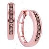 0.50 CTW Cognac-brown Color Diamond Hoop Earrings 10KT Rose Gold - REF-30K2W