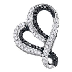 0.20 CTW Black Color Diamond Heart Love Pendant 10KT White Gold - REF-14H9M