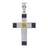 1.78 CTW Mens Blue & Yellow Color Diamond Roman Cross Charm Pendant 10KT White Gold - REF-104F9N