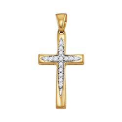 0.10 CTW Diamond Cross Pendant 10KT Yellow Gold - REF-8X9Y