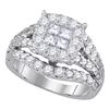 2.5 CTW Princess Diamond Soleil Cluster Bridal Engagement Ring 14KT White Gold - REF-240K2W