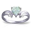 Genuine 0.96 ctw Aquamarine & Diamond Ring Jewelry 14KT White Gold - REF-44Z3N