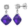 Genuine 17.56 ctw Amethyst & Diamond Earrings Jewelry 14KT White Gold - REF-48F3Z