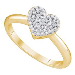 0.15 CTW Diamond Heart Love Ring 10KT Yellow Gold - REF-18F2N