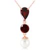 Genuine 5.25 ctw Garnet & Pearl Necklace Jewelry 14KT Rose Gold - REF-26M6T