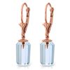 Genuine 9 ctw Blue Topaz Earrings Jewelry 14KT Rose Gold - REF-25V6W