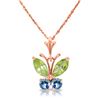 Genuine 0.60 ctw Peridot & Blue Topaz Necklace Jewelry 14KT Rose Gold - REF-23T5A