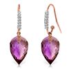 Genuine 19.18 ctw Amethyst & Diamond Earrings Jewelry 14KT Rose Gold - REF-52Z9N
