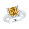 1.87 CTW Cushion Created Citrine Solitaire Diamond Ring 10KT White Gold - REF-31M4H