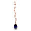 Genuine 1.79 ctw Sapphire & Diamond Necklace Jewelry 14KT Rose Gold - REF-40Z7N