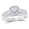 0.55 CTW Diamond Heart Bridal Engagement Ring 14KT White Gold - REF-47F9N