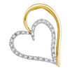 0.12 CTW Diamond Double Heart Pendant 10KT Yellow Gold - REF-12Y2X