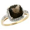 Natural 3.92 ctw Smoky-topaz & Diamond Engagement Ring 14K Yellow Gold - REF-35G2M
