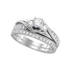 0.88 CTW Diamond 3-Stone Bridal Engagement Ring 14KT White Gold - REF-134H9M