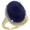 Natural 9.49 ctw Lapis & Diamond Engagement Ring 14K Yellow Gold - REF-59W2K