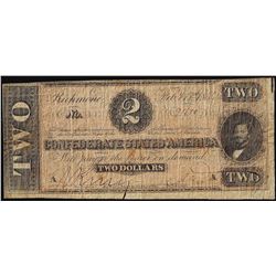 1864 $2 Confederate States of America Note