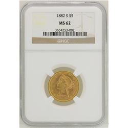 1882-S $5 Liberty Head Half Eagle Gold Coin NGC MS62