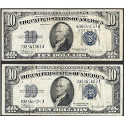 Lot of (2) 1934C $10 Silver Certificate Notes