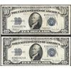 Image 1 : Lot of (2) 1934C $10 Silver Certificate Notes