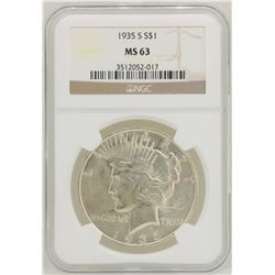 1935-S $1 Peace Silver Dollar Coin NGC MS63