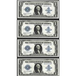 Cut Sheet of (4) Consecutive 1923 $1 Silver Certificate Notes